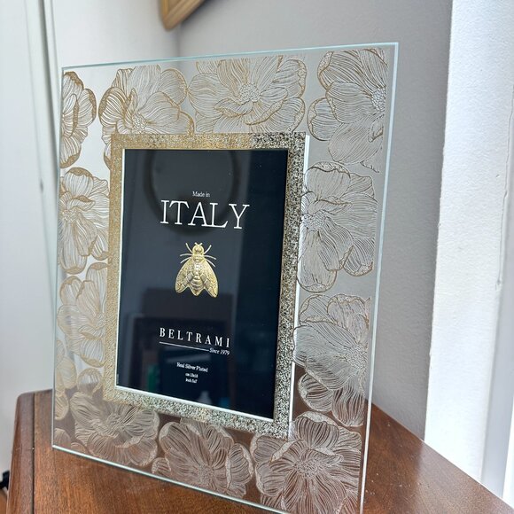 NEW - Beltrami Italy Gold Floral Real Silver Plated 5 x 7 Picture Frame - Picture 4 of 6